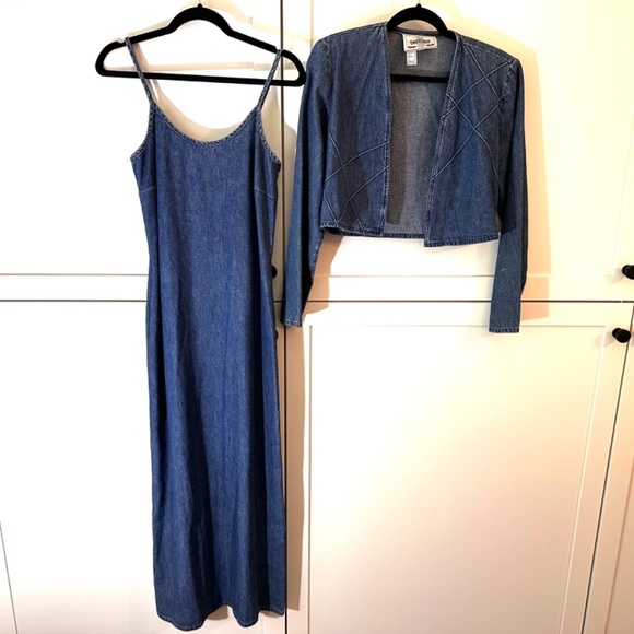 Sketches Denim Maxi Dress & Bolero Jean Jacket; Women's size US 4 (fits 4-6) - Picture 2 of 12